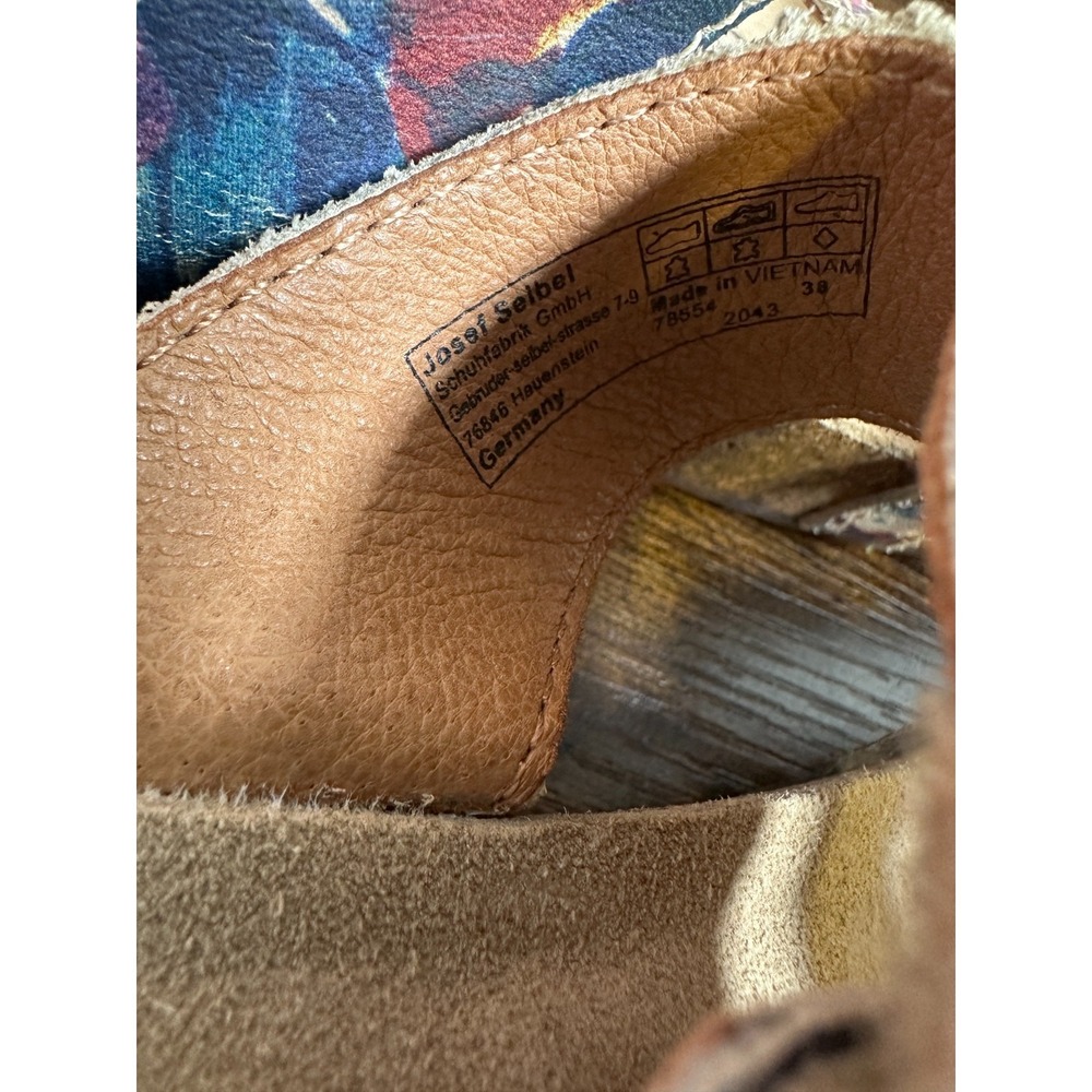Josef Seibel Tonga 54 Floral Slide Sandals Blue Red Tan Cork Boho Size 38 7 -7.5 - Picture 7 of 12